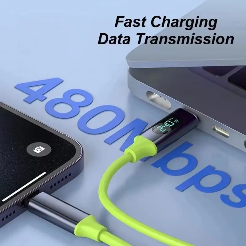 Kabel USB-C do USB-C z wyświetlaczem cyfrowym, 100 W lub 240 W