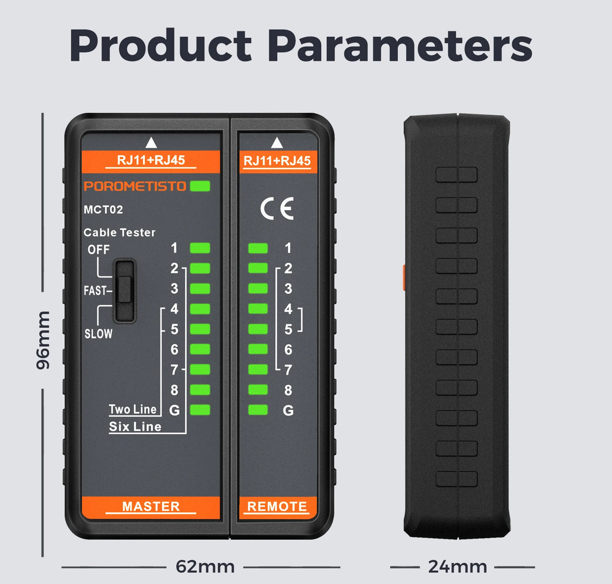 MCT02 RJ45 and RJ11 Network Cable Tester
