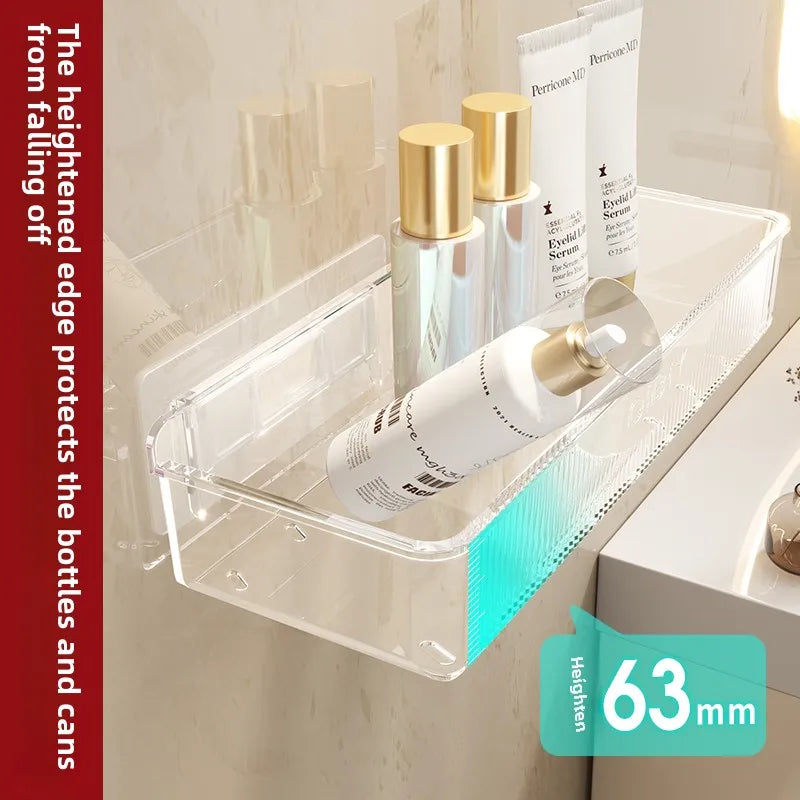 Wall Mounted Cosmetic and Skincare Storage Rack for Bathroom No Need for Drilling Multi Functional Kitchenbathroom Storage Rackr