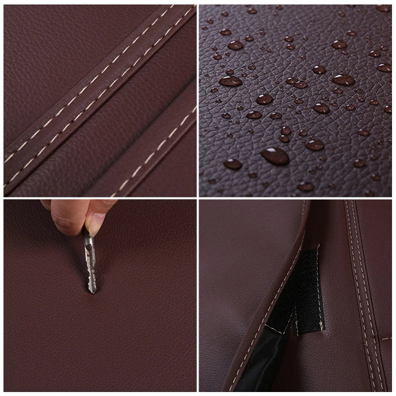 SEAMETAL Leather Car Seat Back Cover Anti Kick Pad for Children Seat Back Storage Pocket Car Organizer Anti-Mud Easy Cleaning