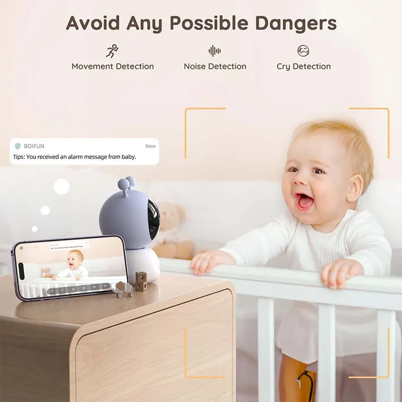 BOIFUN 2K WiFi Baby Monitor with 5'' Screen, 2-Way Talk
