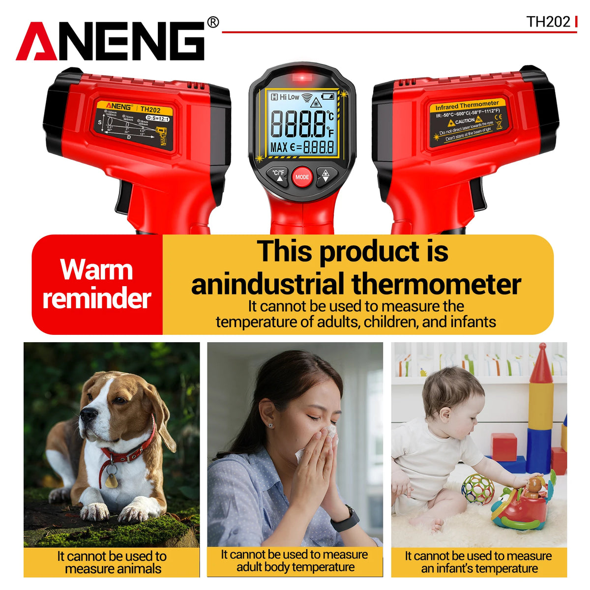 Misuratore digitale di temperatura e umidità ANENG TH202/TH201