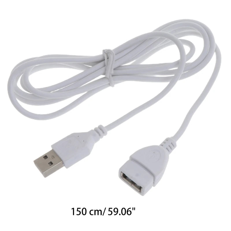 White USB Extension Cable Extender Male to Female 1.5M 5ft