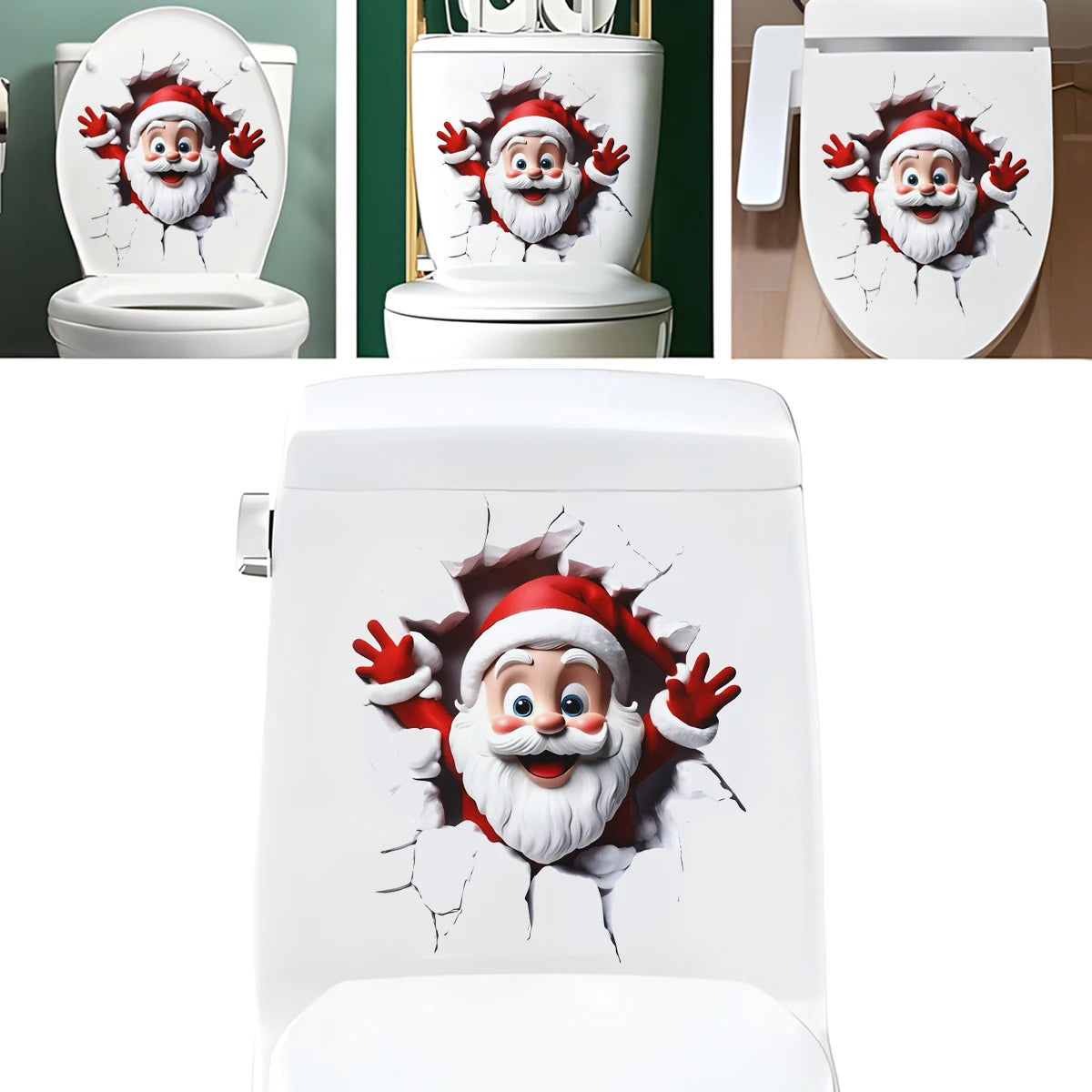 Christmas Toilet Sticker Merry Christmas Decoration for Home 2025 Pendant Xmas Sticker Ornament Navidad Natal New Year Gift 2026