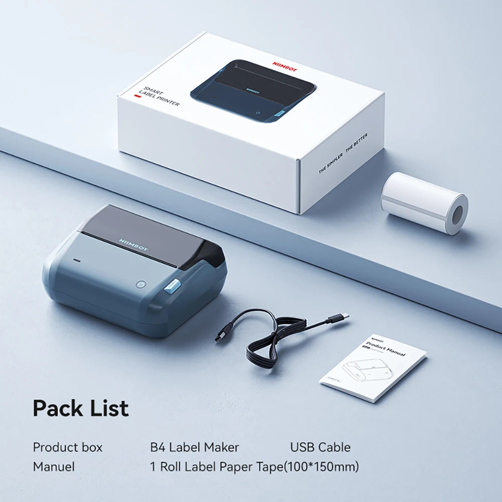 Imprimantă termică wireless pentru etichete Niimbot B4, lățime 20–110 mm