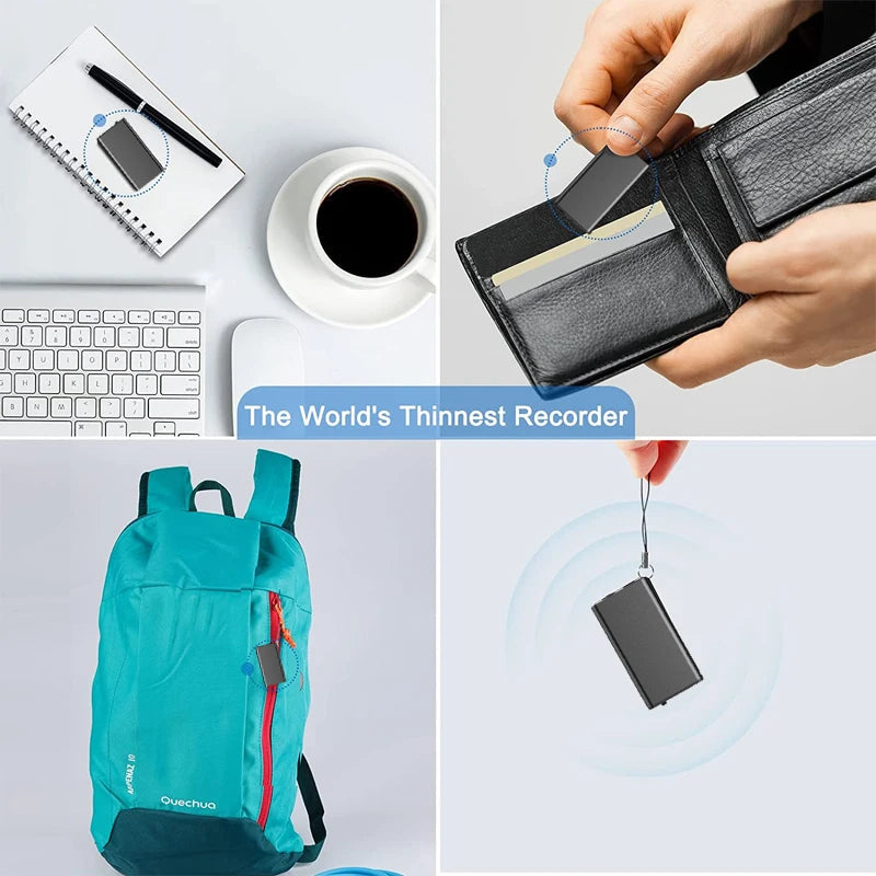 Ultra-Thin Professional Mini Voice Recorder Sound Activated Dictaphone HD Noise Reduce Recording Portable MP3 Player