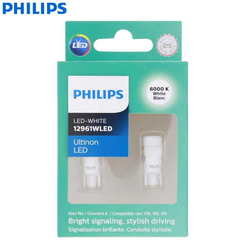 Philips Ultinon LED T10 W5W 194 6000K Hell Weiß Auto-LED Signale Leseschilder Lampen Innenraum Armaturenbrett Bulbs 12961ULWX2