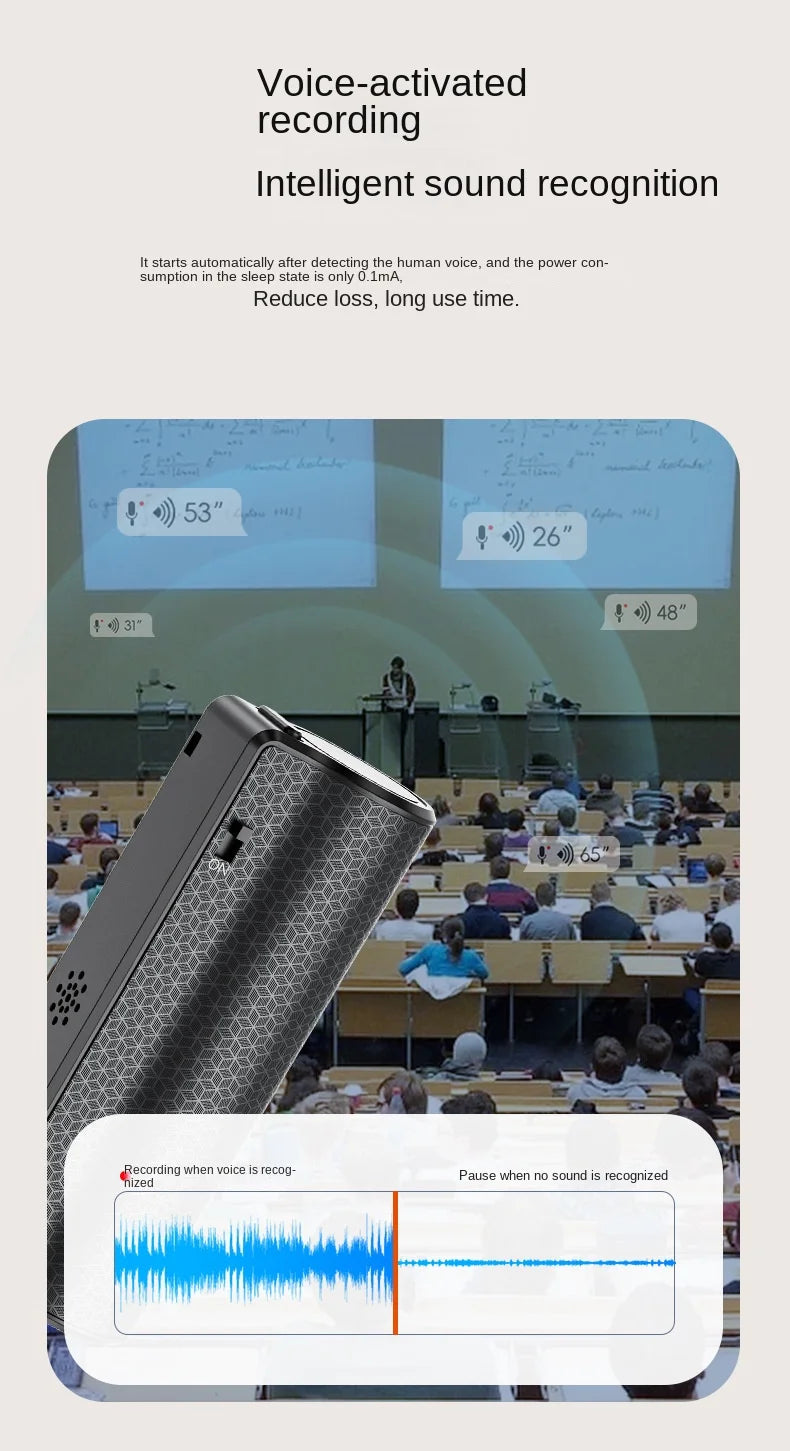 Voice Activated USB Recorder with 350H Recording & Magnetic Mount