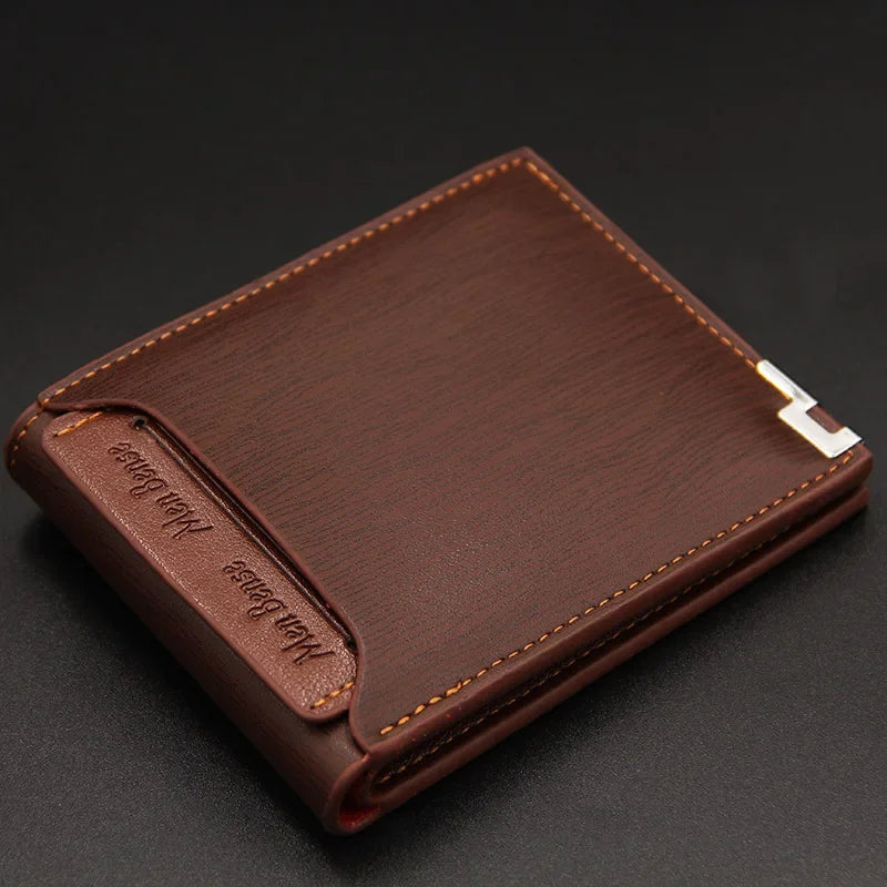 Fashion Casual Men's Short Wallet - Multi-functional Draw Card Holder for Men, Slim Cardholder Bags with Free Shipping