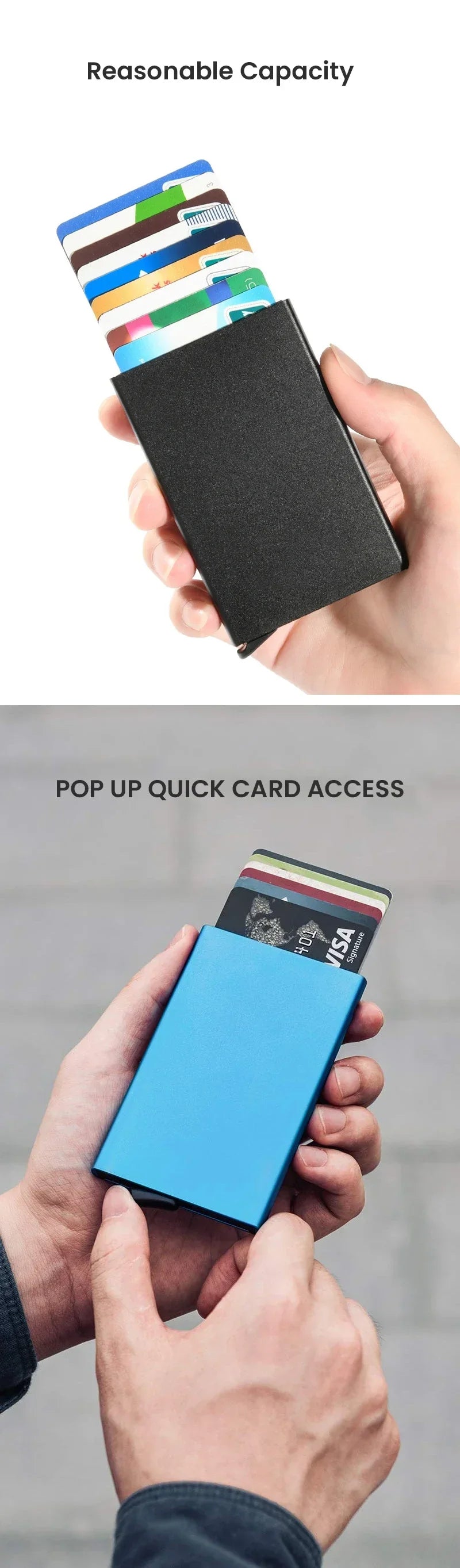 Men ID Credit Bank Card Holder Wallet Anti Rfid Smart Anti Rfid Blocking Protected Magic Pop Up Slim Small Money Wallets Case