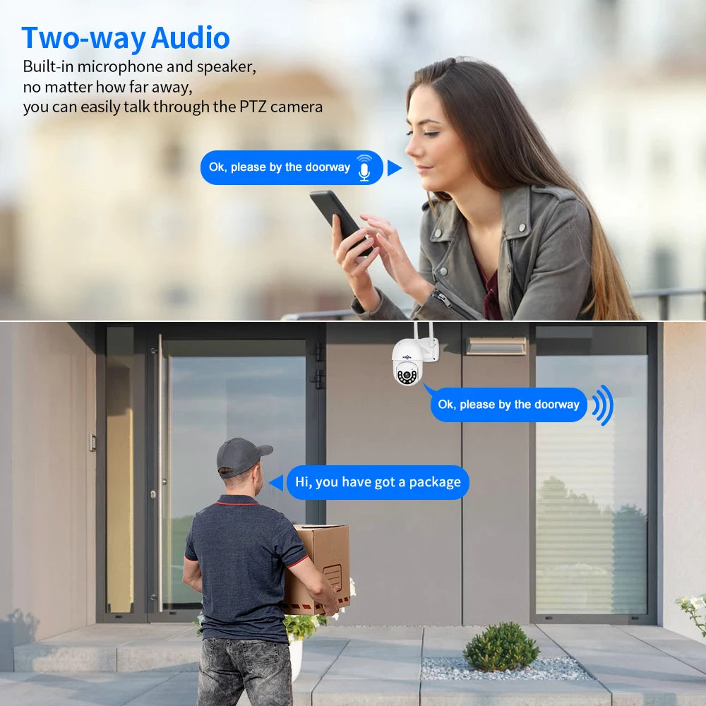 1080P HD Smart WiFi PTZ Security Camera with Human Detection, Auto Tracking, 5x Digital Zoom