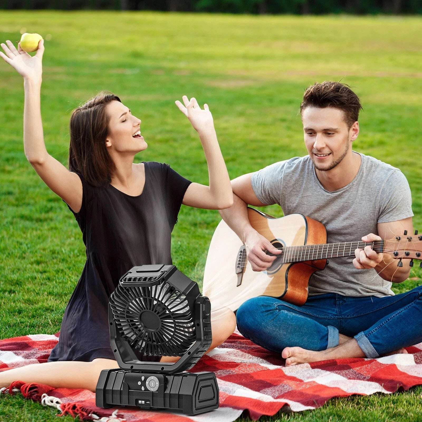 20000mAh Camping Fan with LED Light and Hanging Hook