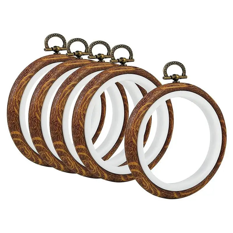 10-Piece Plastic Embroidery Hoop Set, Imitation Wood