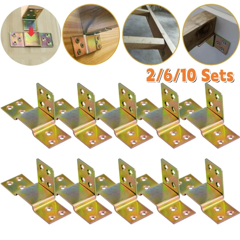 2/6/10 kits de quincaillerie robuste en bois massif pour cadre de lit, supports de rails de lit en métal, équerres d’angle pour cadres en bois avec crochet et boucle