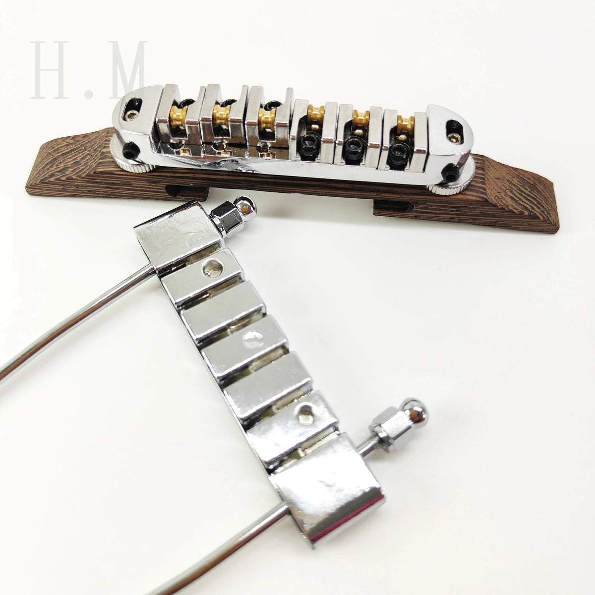 Six-String Jazz Guitar Roller Bridge and Tailpiece Set