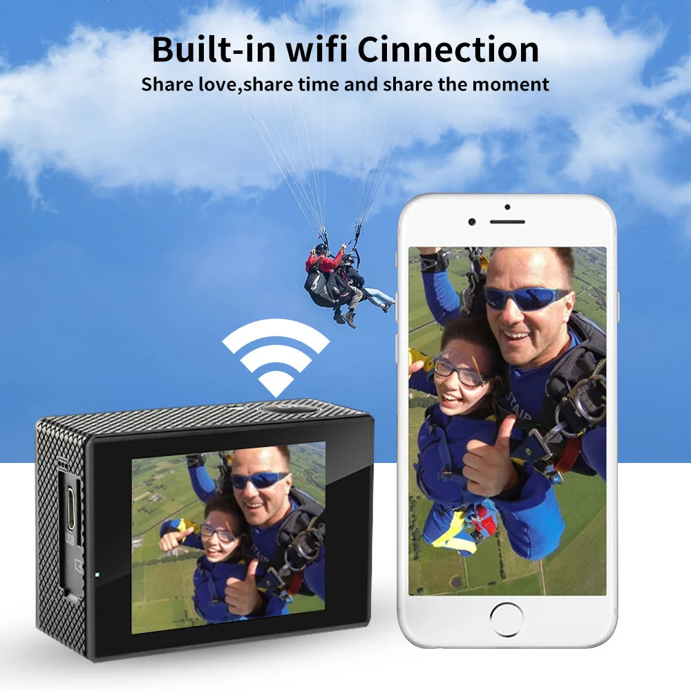 Magecam 4K Action Camera 1080P/30FPS WiFi 2.0" 170D Underwater Waterproof Helmet Video Recording Camera Outdoor Sports Cameras