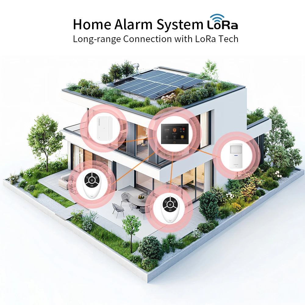 500m Transmission Distance 7 Inch GSM LoRa Staniot Version Security Alarm System Tuya WiFi 4G Smart Home Burglar Alarm Kit Home