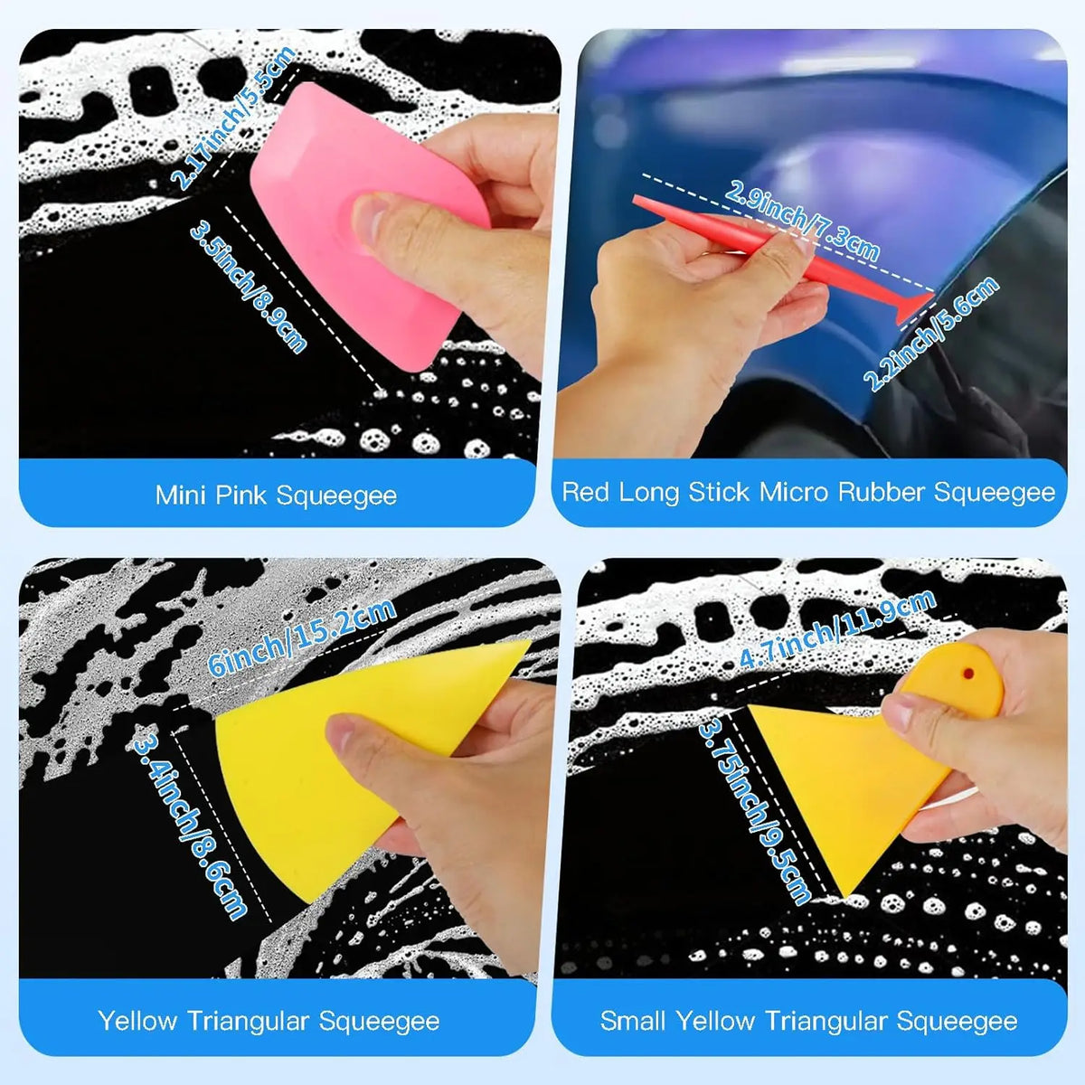Car Film Wrapping Tool Kit Window Tinting Tools Vinyl Wrap Felt Squeegee Wrap Stick Vinyl Cutter Utility Knife Plastic Scraper