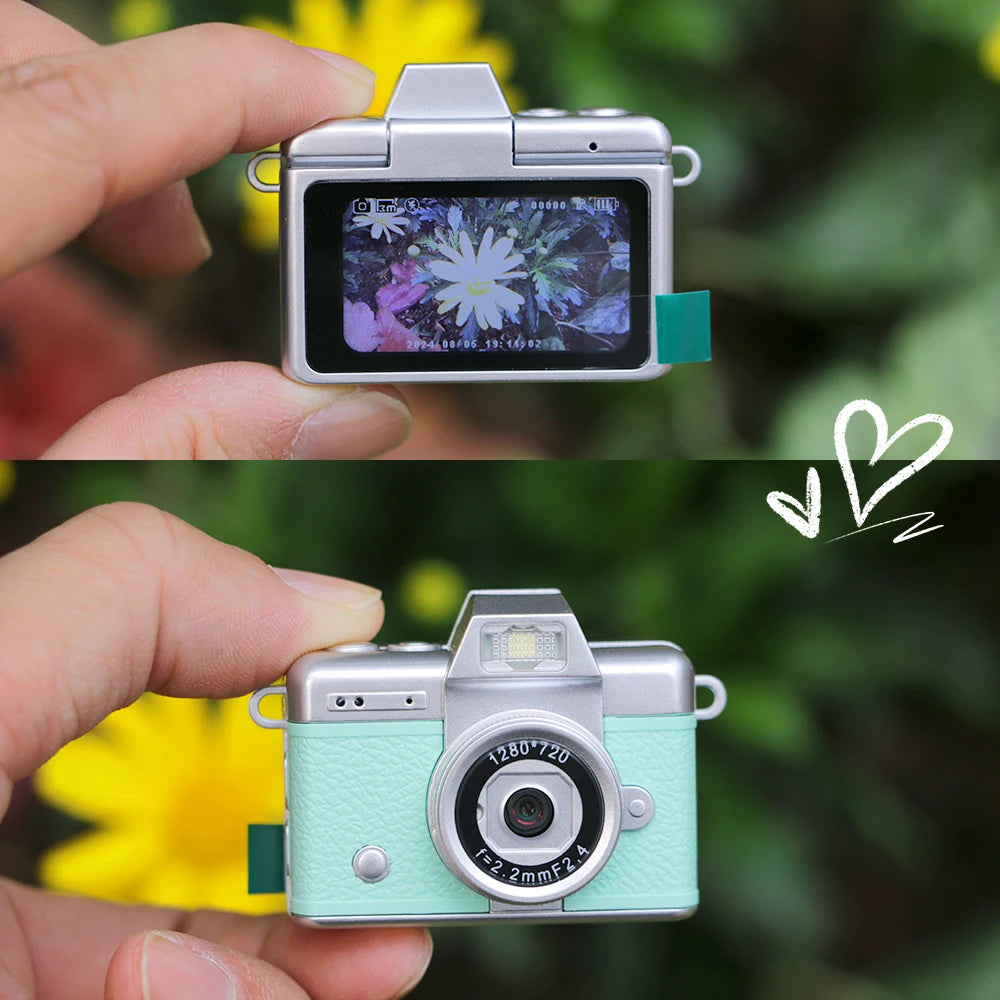 Palm-Sized Mini Digital Camera with 180° Flip Selfie Screen, Flashlight and Filters