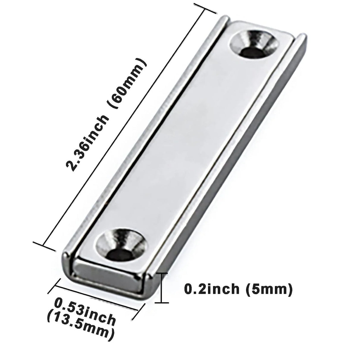 45 lb Bar Magnets with Countersunk Hole and Screws, Pack of 6 or 12