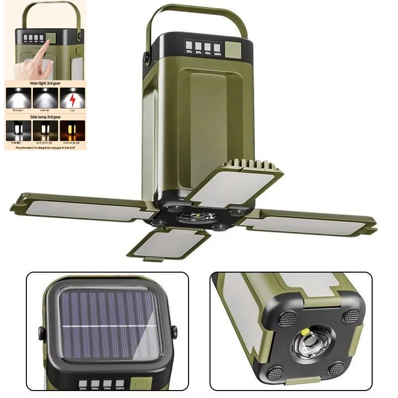 Solar and USB Rechargeable Folding Camping Light