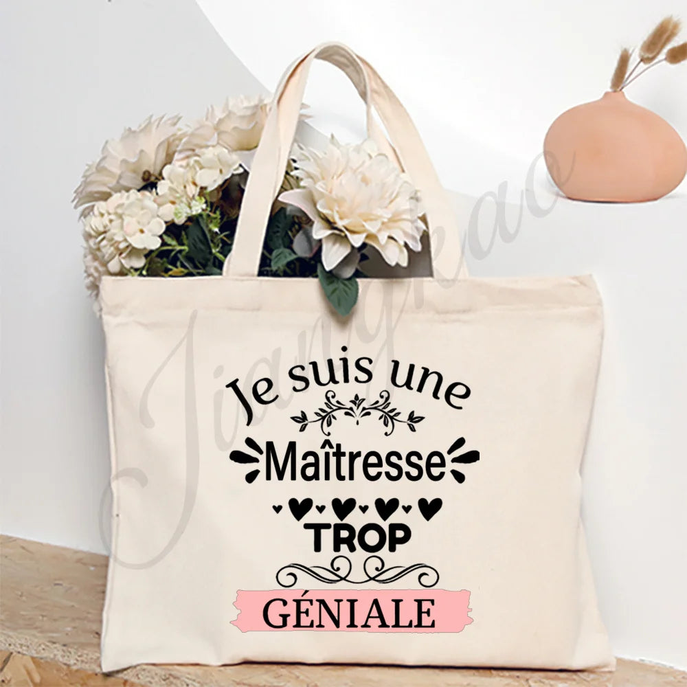 Sac fourre-tout en toile pour remercier un professeur de français