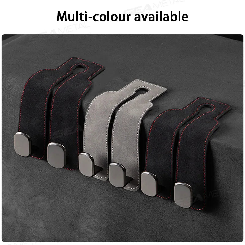 SEAMETAL Car Seat Back Hook Luxury Suede Headrest Hanging Hook 20KG Load-Bearing Universal Backseat Storage Hook for Purse Bag