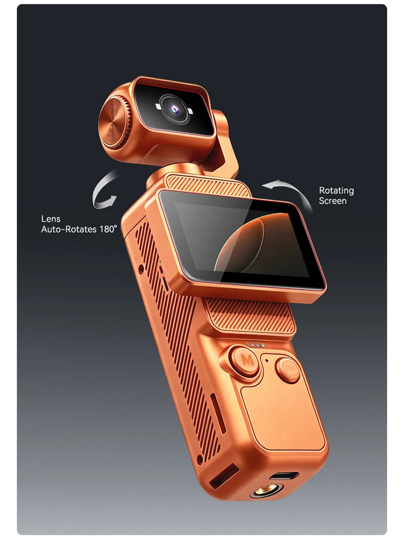 Pocket Action Camera with Rotating Lens