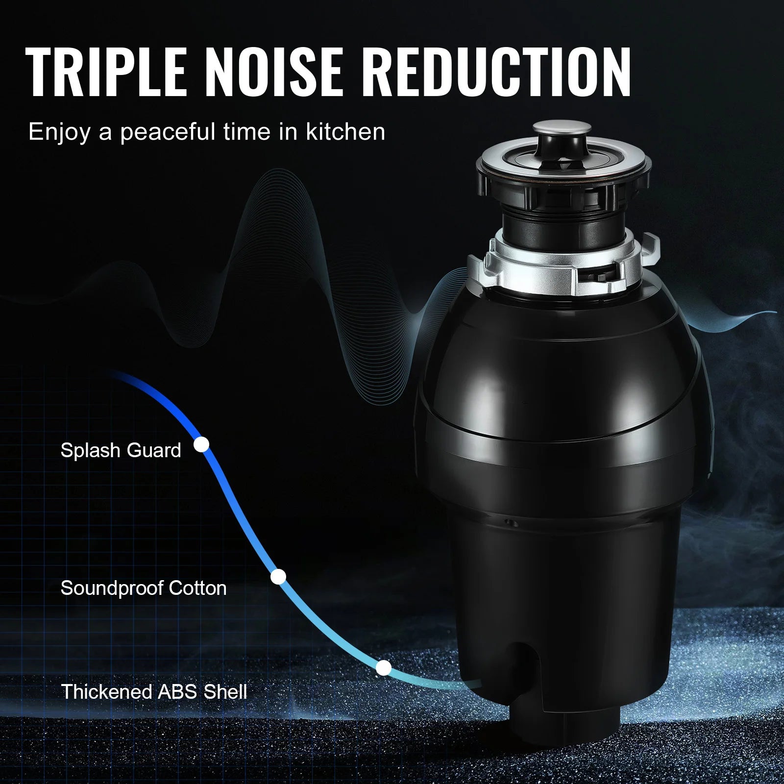 Garbage Disposal Continuous Feed Food Waste Disposer for Kitchen Sink