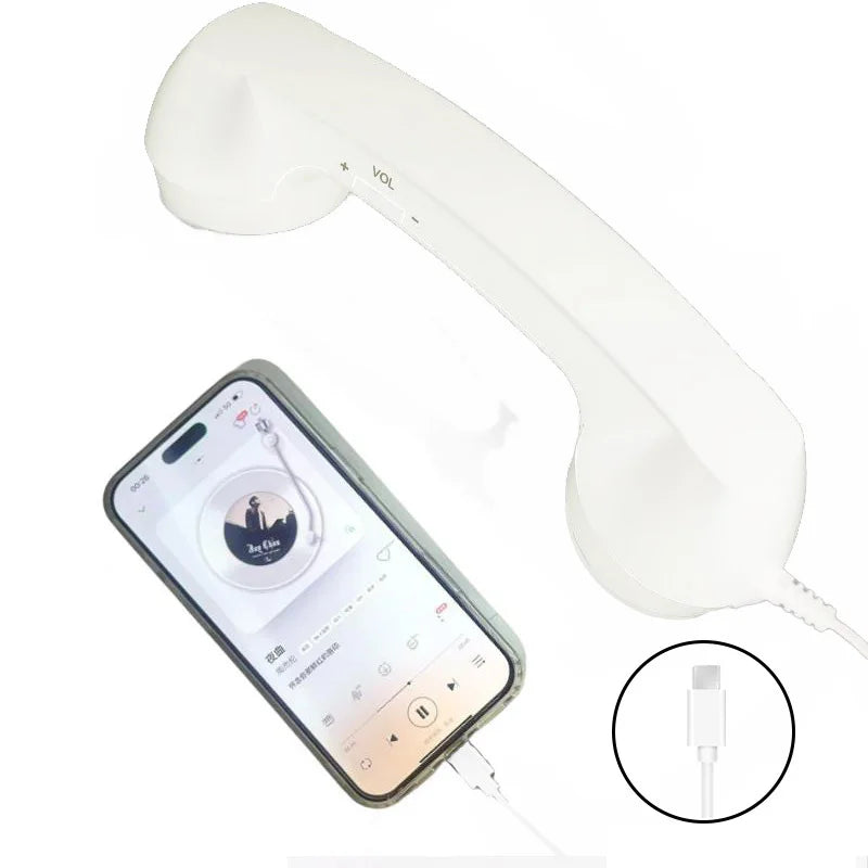 Cuffie cablate con microfono retrò a cornetta telefonica, Type-C, per Android, plug and play, per chat vocali, streaming live e audio