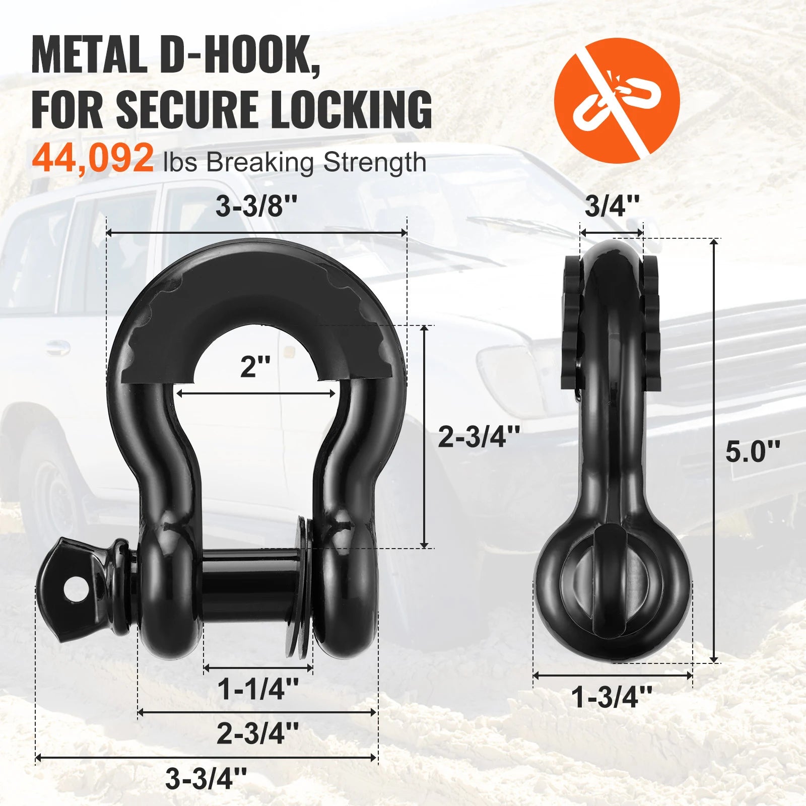 SucceBuy Off-Road Winch Recovery Kit with 3" x 30' Tow Strap & 2 D-Ring Shackles for ATVs Jeeps Off-Road Vehicles Trucks