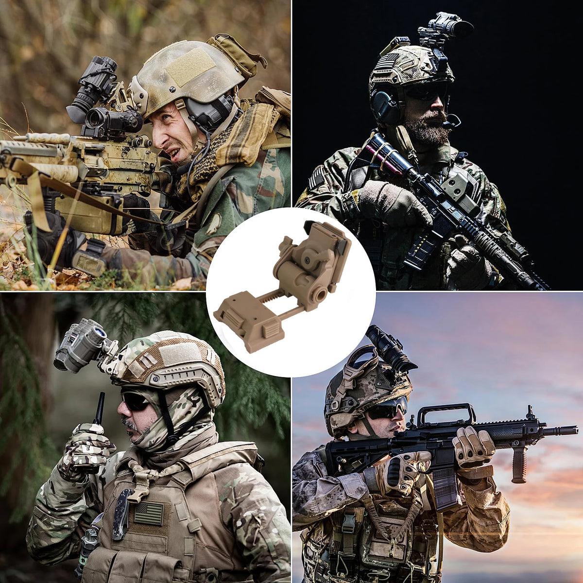 BOOIU Metal/Nylon L4G24 NVG Helmet Mount Holder for PVS15/18 GPNVG18 Goggle Night Vision Stent Outdoor Tactical Helmet Bracket