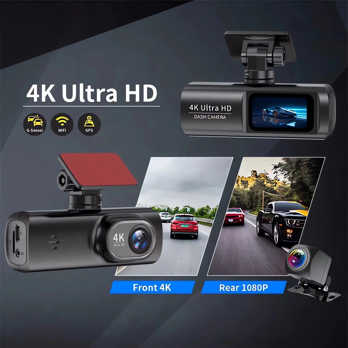 CR21 4K Wi-Fi Dash Camera, Rear Camera and GPS Kit Options