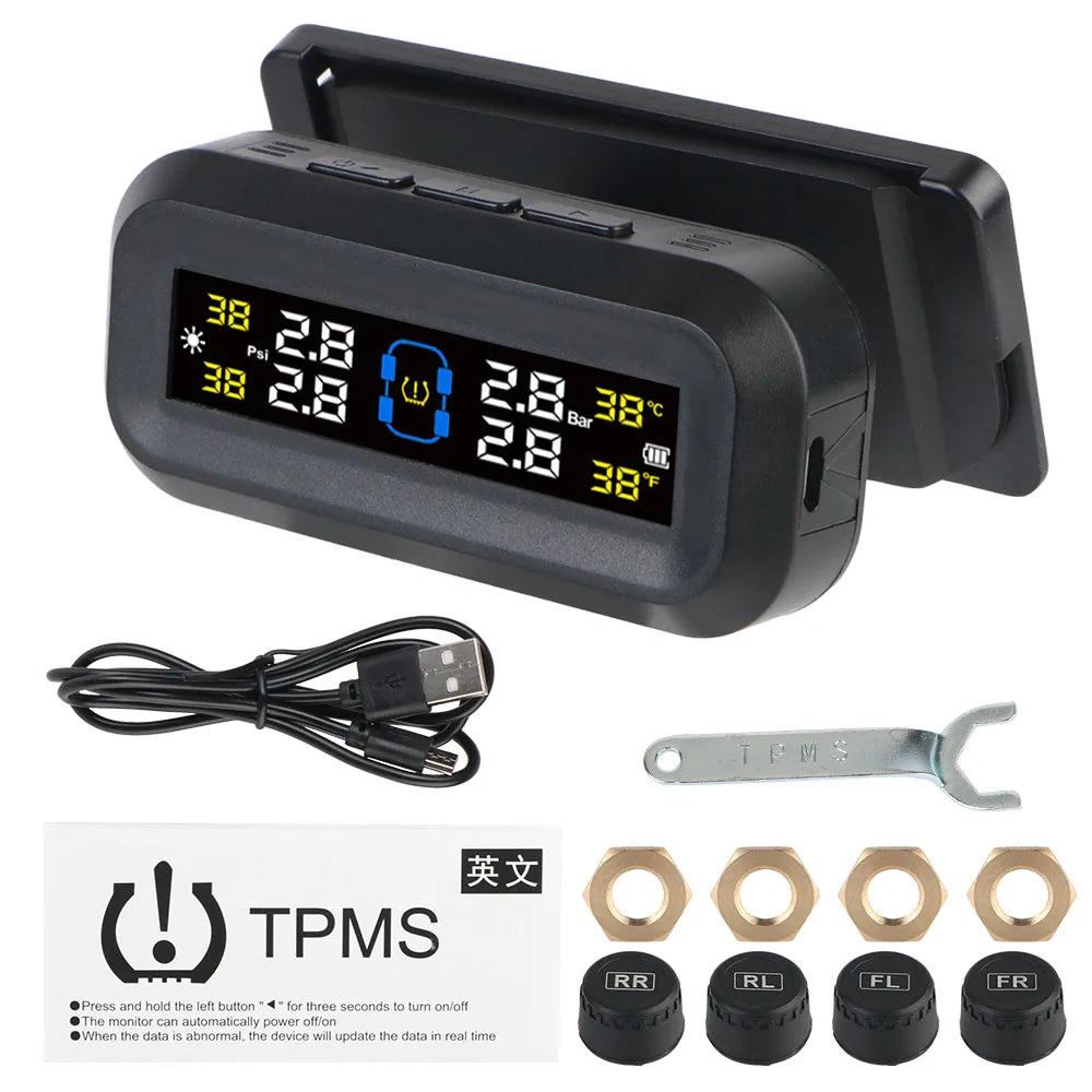 Solar TPMS Tire Pressure Monitoring System with External Sensors