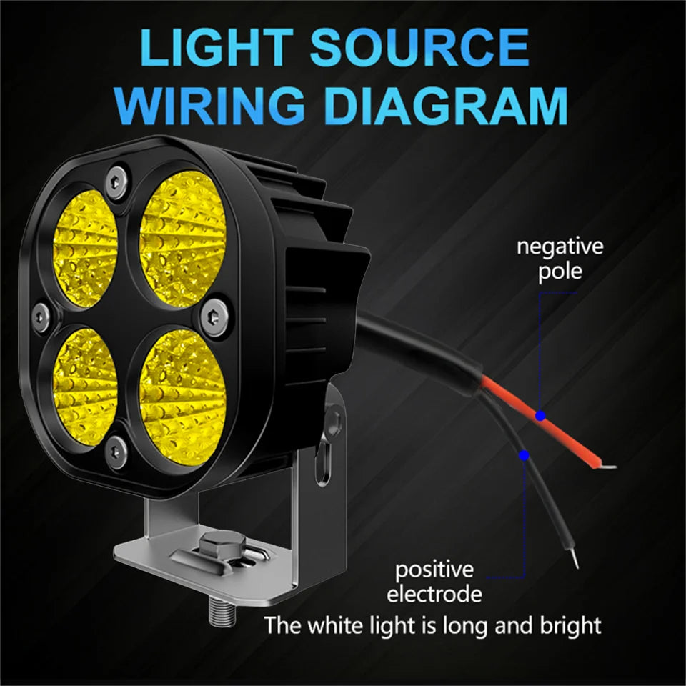 Projetores de Trabalho LED de 3 Polegadas 12V 24V Luzes Pod Faróis para Motociclos Barra LED Flood Luzes de Nevoeiro para Carro Caminhão 4x4 Todo-o-Terreno ATV