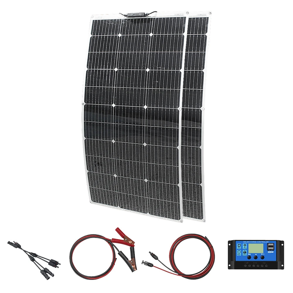 Painel Solar Flexível Monocristalino 100W 12V/24V
