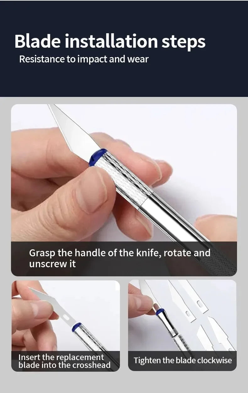 13Pcs Metal Carving Knife Pen Style Art Seal Cutting Manual Combination Paper Cuttings Non-Slip Gadget DIY Precision Repair Tool