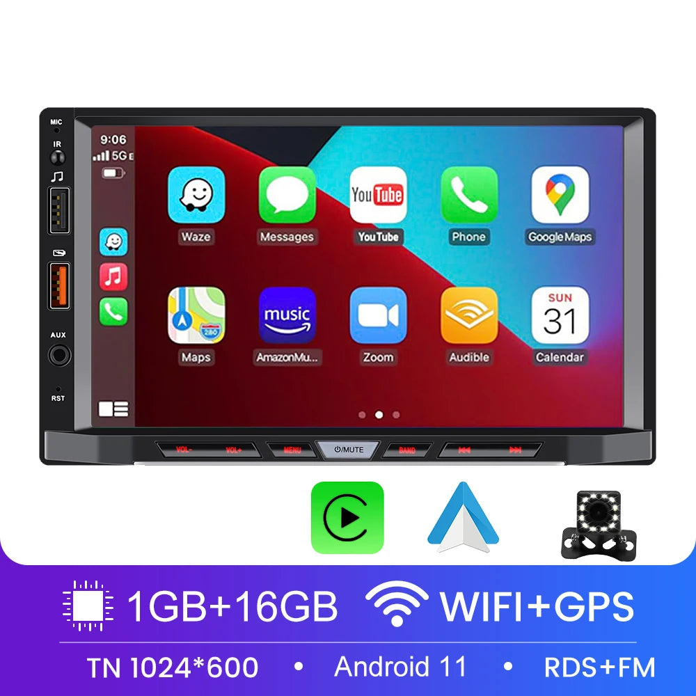 7 Inch Car Radio 2 Din Android 13 CarPlay Multimedia Player