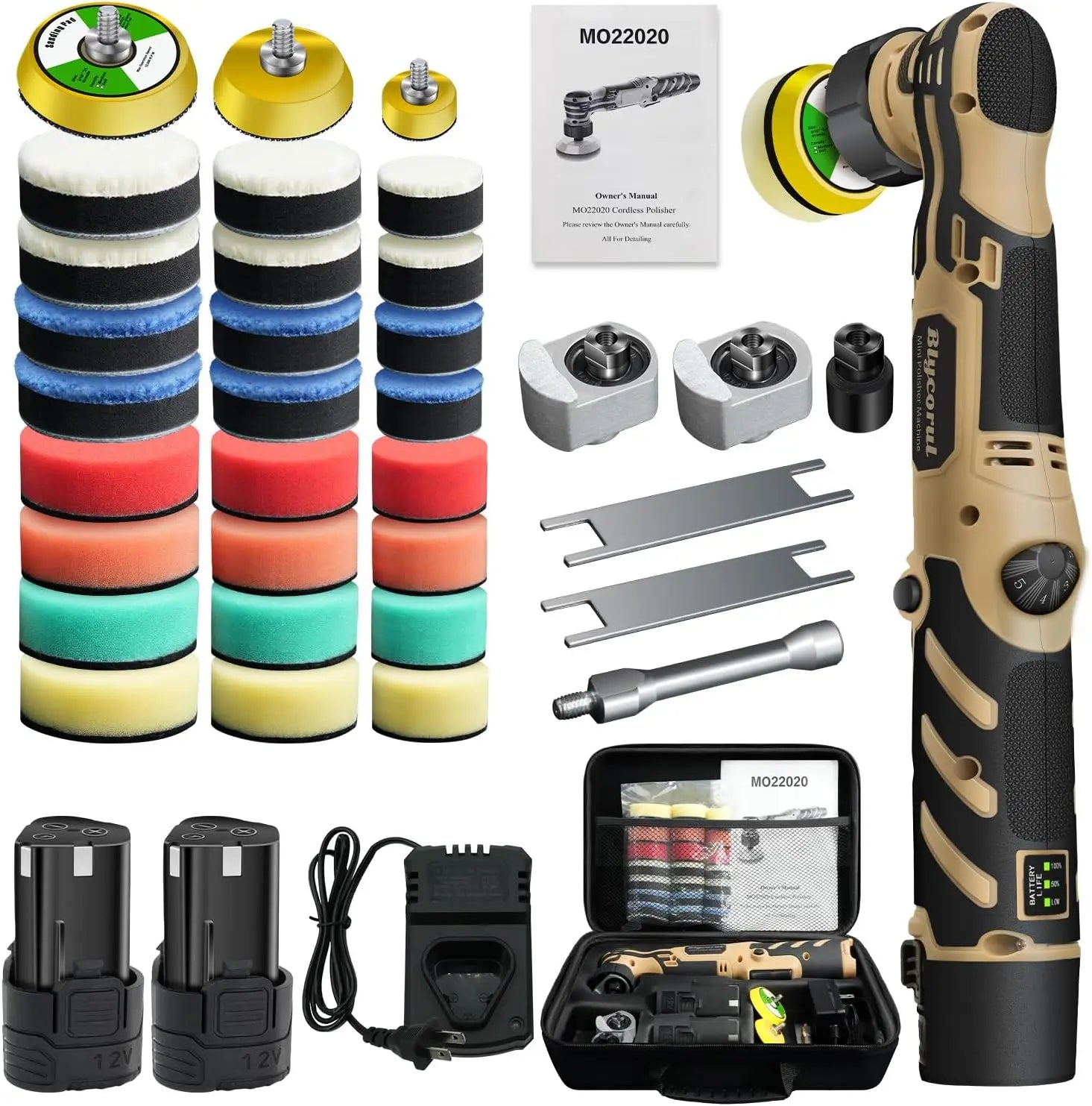 Cordless Mini Polisher with 11 Speeds and 2 Batteries