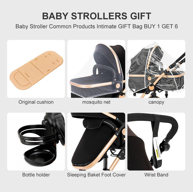 Baby Stroller 3‑in‑1 Lightweight Multifunction Carriage for Newborns
