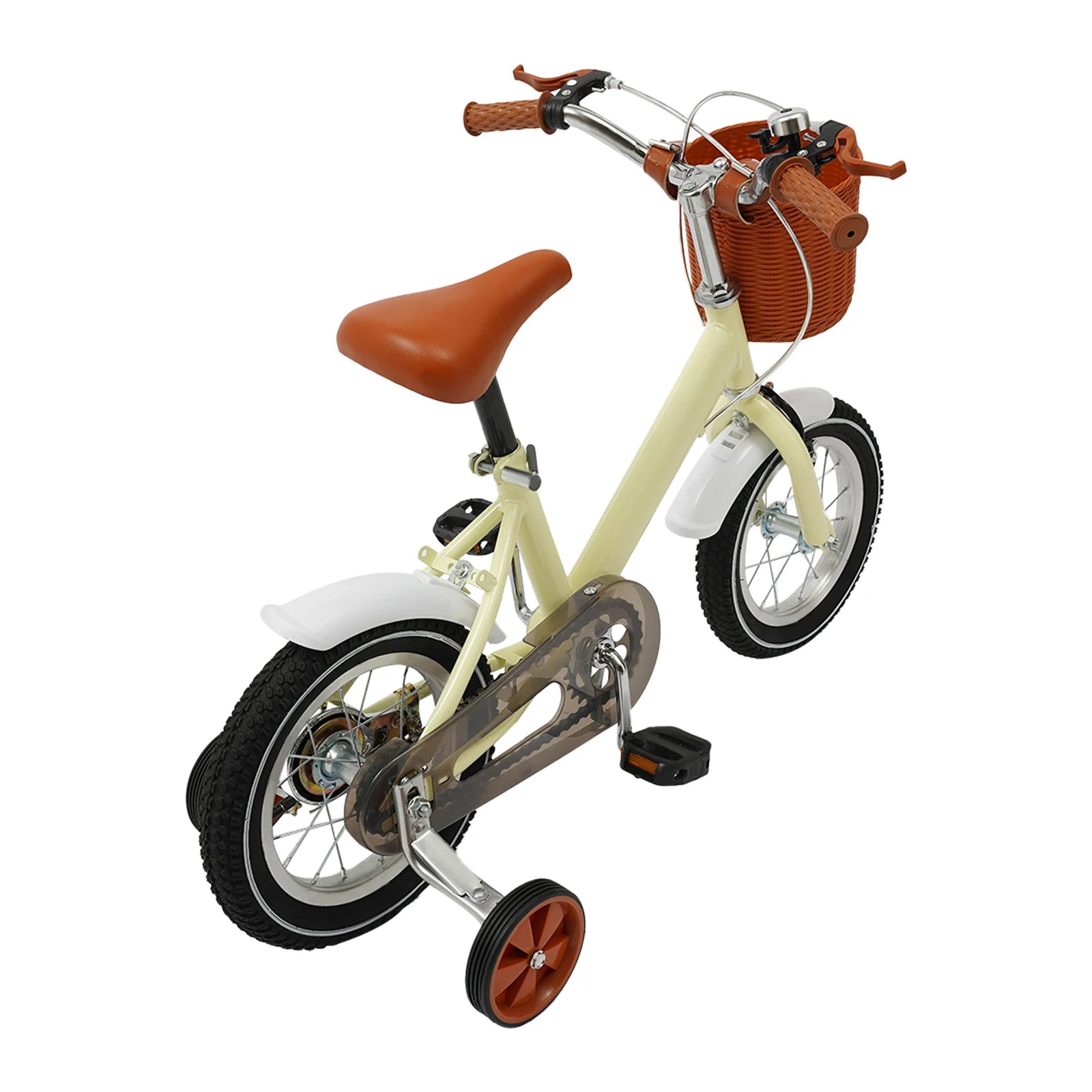 12 Inch Kids Bike w/Training Wheels+Basket, Dual Brakes Adjustable Children's Bicycle Load 40kg for Ages 2-4 (Green/Yellow/Pink)