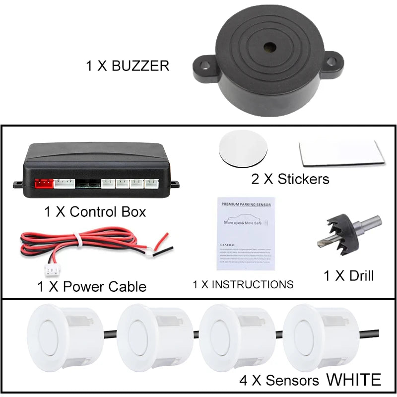 12 V Einparkhilfe-Set - Vier Sensoren mit 22 mm