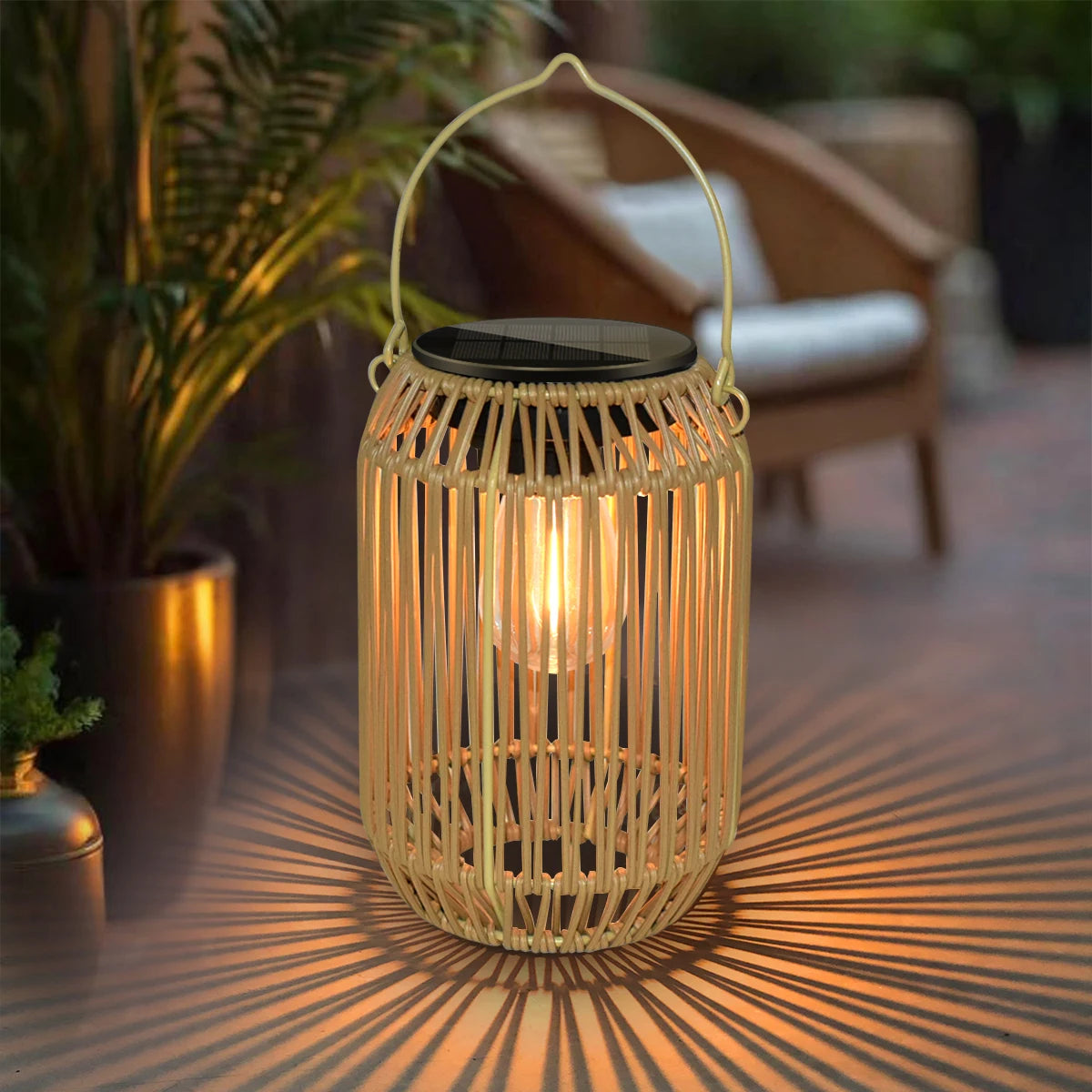 Solar Woven-Style Lantern for Garden Decoration
