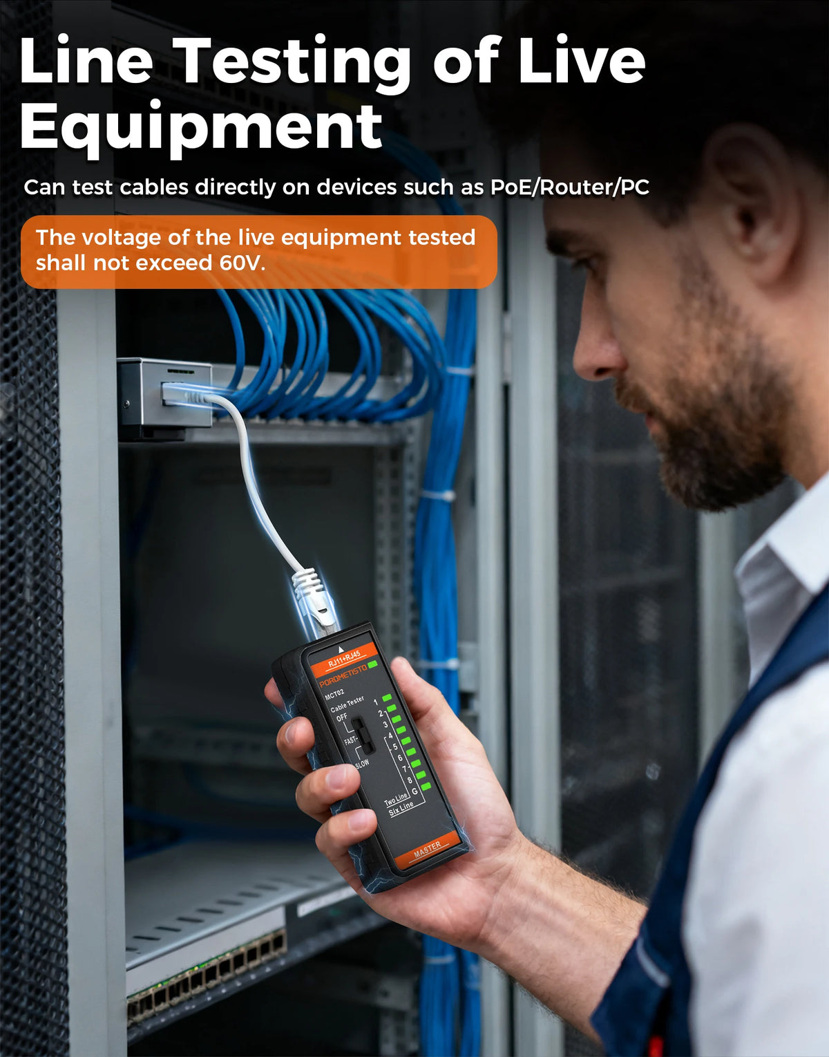 MCT02 RJ45 and RJ11 Network Cable Tester
