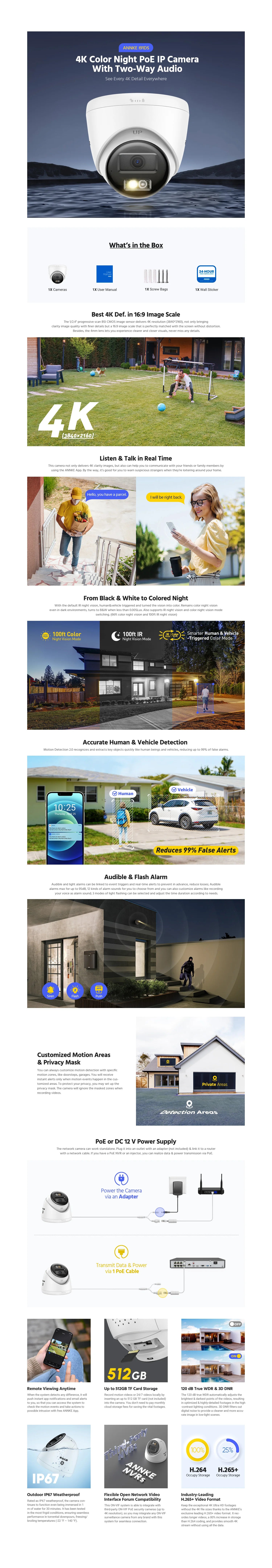 ANNKE 8MP Outdoor PoE Security Camera with Two-Way Audio