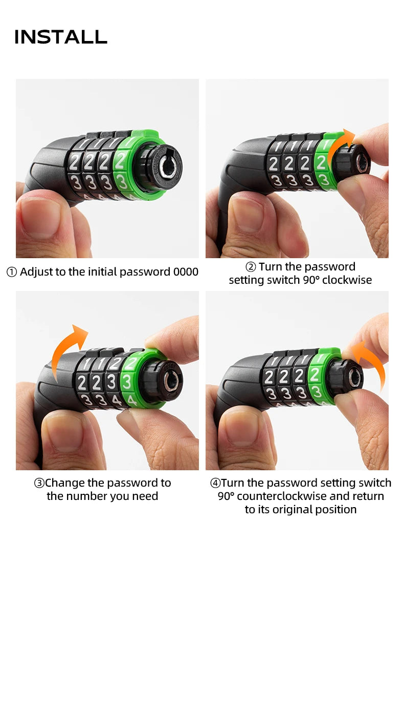 Bike Cable Lock with Password Security