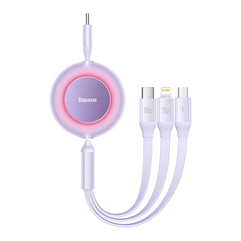 Vysúvací 100W 3v1 USB-C nabíjací kábel pre notebook a telefón