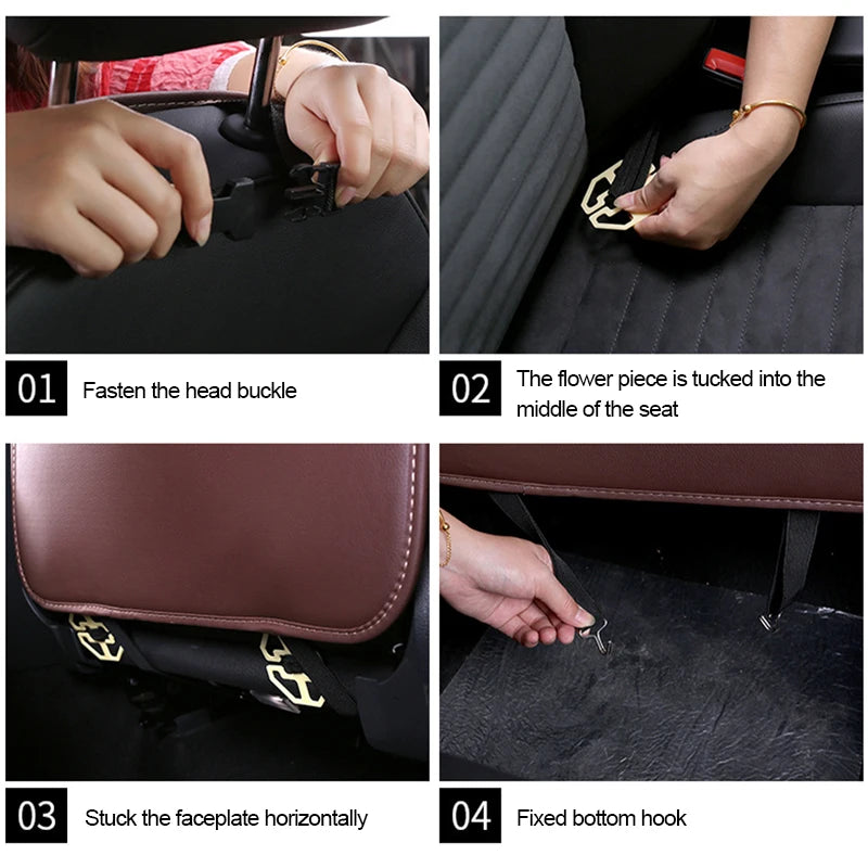 SEAMETAL Leather Car Seat Back Cover Anti Kick Pad for Children Seat Back Storage Pocket Car Organizer Anti-Mud Easy Cleaning