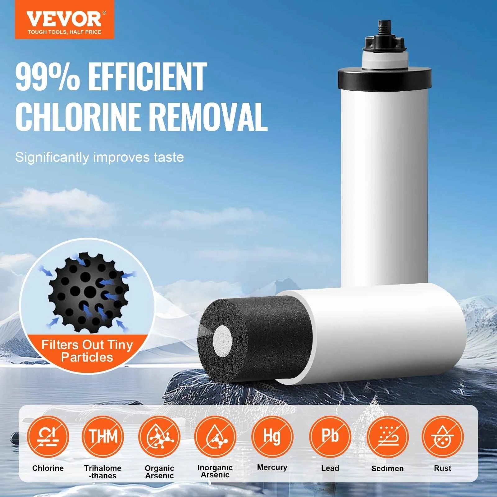 SucceBuy Gravity-fed Water Filter System 2.25 G 304 Stainless Steel Countertop Water Filtration System with 2 Carbon Filters