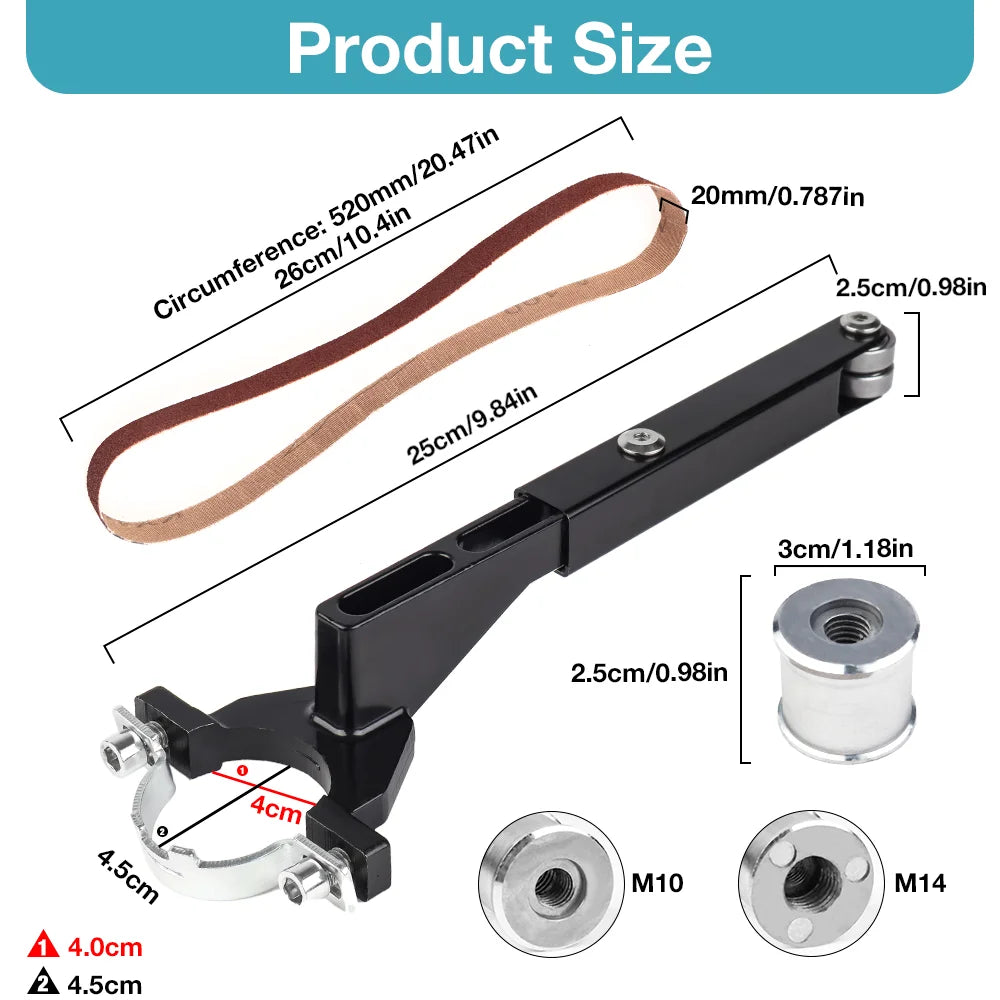 Belt-Sander Attachment for Matching Angle Grinders
